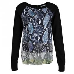 Diane Von Furstenberg Black Python Print Raglan Sleeve Lisha Sweatshirt S