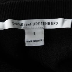 Diane Von Furstenberg Black Python Print Raglan Sleeve Lisha Sweatshirt S