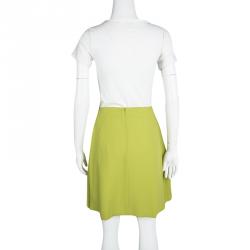 Pre Owned Diane Von Furstenberg Lime Green Pleat Detail Beata Skirt M