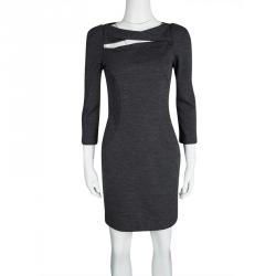 Pre Owned Diane Von Furstenberg Grey Wool Cutout Detail Slashed Arita Dress S