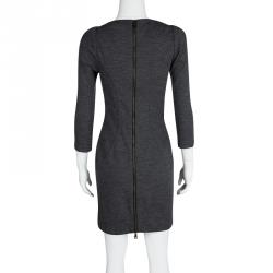 Pre Owned Diane Von Furstenberg Grey Wool Cutout Detail Slashed Arita Dress S