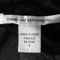 Pre Owned Diane Von Furstenberg Grey Wool Cutout Detail Slashed Arita Dress S