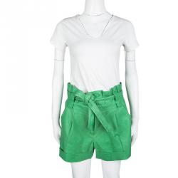 Diane Von Furstenberg Resort'10 Green Leather Belted Chelo Shorts M