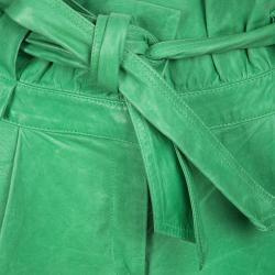 Diane Von Furstenberg Resort'10 Green Leather Belted Chelo Shorts M