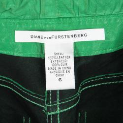 Diane Von Furstenberg Resort'10 Green Leather Belted Chelo Shorts M