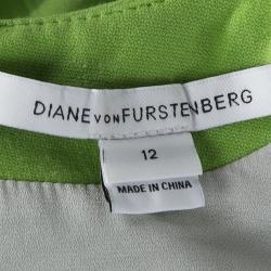 Pre Owned Diane Von Furstenberg Green Agatha Knit Sheath Dress L