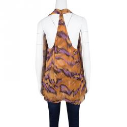 Pre Owned Diane Von Furstenberg Multicolor Printed Silk Chiffon Sleeveless Marroca Top XL