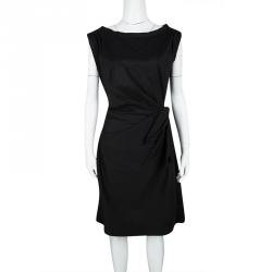 Pre Owned Diane Von Furstenberg Black Tie Detail Draped Sleeveless Della Dress XL