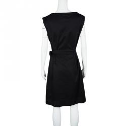Pre Owned Diane Von Furstenberg Black Tie Detail Draped Sleeveless Della Dress XL