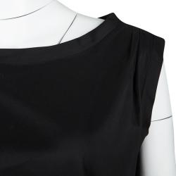 Pre Owned Diane Von Furstenberg Black Tie Detail Draped Sleeveless Della Dress XL