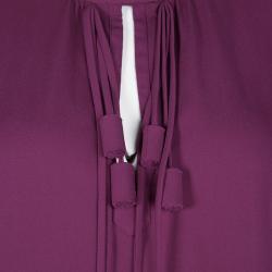 Pre Owned Diane Von Furstenberg Purple Silk Long Sleeve Florane Blouse S