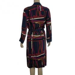 Pre Owned Diane Von Furstenberg 'Calzare' Geometric Print Shirt Dress L