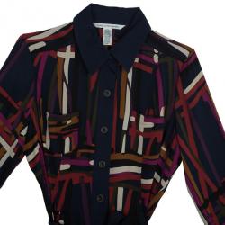 Pre Owned Diane Von Furstenberg 'Calzare' Geometric Print Shirt Dress L