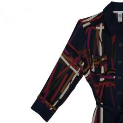 Pre Owned Diane Von Furstenberg 'Calzare' Geometric Print Shirt Dress L