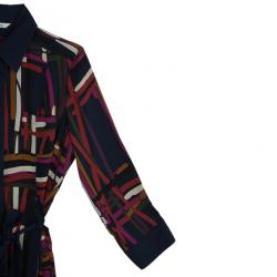 Pre Owned Diane Von Furstenberg 'Calzare' Geometric Print Shirt Dress L