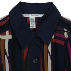 Pre Owned Diane Von Furstenberg 'Calzare' Geometric Print Shirt Dress L