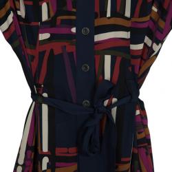 Pre Owned Diane Von Furstenberg 'Calzare' Geometric Print Shirt Dress L