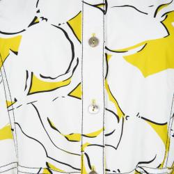 Pre Owned Diane Von Furstenberg Yellow and White Eden Garden Tenner Floral Print Halter Dress S