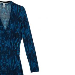 Pre Owned Diane Von Furstenberg Navy 'Linda' Printed Wrap Dress M