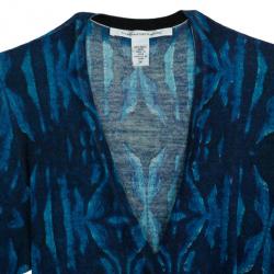 Pre Owned Diane Von Furstenberg Navy 'Linda' Printed Wrap Dress M