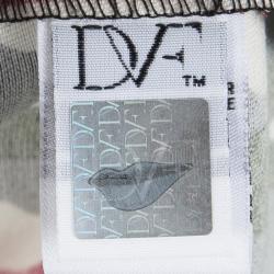 Pre Owned Diane Von Furstenberg Printed Long Sleeve Jewel Wrap Dress L