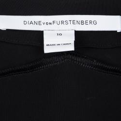 Pre Owned Diane Von Furstenberg Printed Long Sleeve Jewel Wrap Dress L