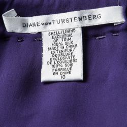 Pre Owned Diane Von Furstenberg Purple Silk Chiffon Terra Blouse L