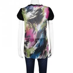 Pre Owned Diane Von Furstenberg Multicolor Printed Silk Clemence Top M