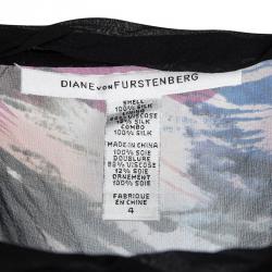 Pre Owned Diane Von Furstenberg Multicolor Printed Silk Clemence Top M