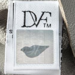 Pre Owned Diane Von Furstenberg Grey Cutout Leather Short Sleeve Yvanna Top M