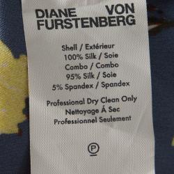 Pre Owned Diane Von Furstenberg Floral and Polka Dot Print Draped Silk Maxi Dress L