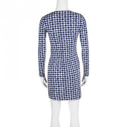 Pre Owned Diane Von Furstenberg Multicolor Printed Long Sleeve Reina Dress S