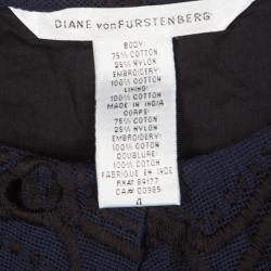 Pre Owned Diane Von Furstenberg Navy Blue Cutout Embroidered Madis Baby Doll Dress S