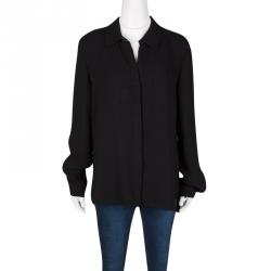 Pre Owned Diane Von Furstenberg Black Long Sleeve Blouse L