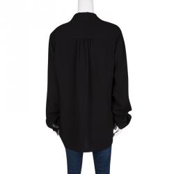 Pre Owned Diane Von Furstenberg Black Long Sleeve Blouse L
