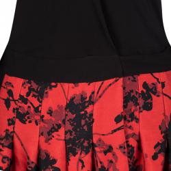 Pre Owned Diane Von Furstenberg Black and Red Floral Print Kailey Wrap Maxi Dress S