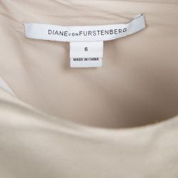 Pre Owned Diane Von Furstenberg Beige Contrast Panel Detail Robi Dress M