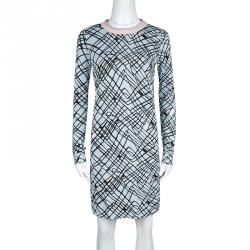 Pre Owned Diane Von Furstenberg Multicolor Raw Edged Neck Detail Jenetta Dress XS