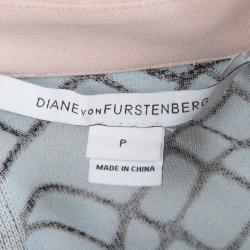 Pre Owned Diane Von Furstenberg Multicolor Raw Edged Neck Detail Jenetta Dress XS