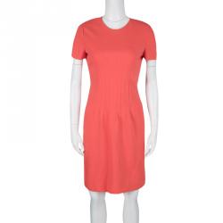 Pre Owned Diane Von Furstenberg Atomic Orange Fitted Short Sleeve Yazmine Dress S