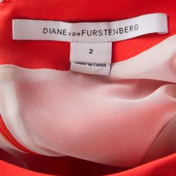 Pre Owned Diane Von Furstenberg Atomic Orange Fitted Short Sleeve Yazmine Dress S