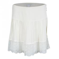 Diane Von Furstenberg White Lace Brylee Scalloped Top and Belita Skirt Set S