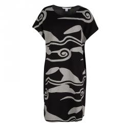 Pre Owned Diane Von Furstenberg Monochrome Textured Knit Dress M