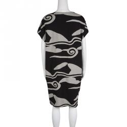 Pre Owned Diane Von Furstenberg Monochrome Textured Knit Dress M