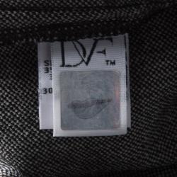 Pre Owned Diane Von Furstenberg Monochrome Textured Knit Dress M