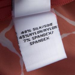 Pre Owned Diane Von Furstenberg Orange and White Printed New Della Dress M