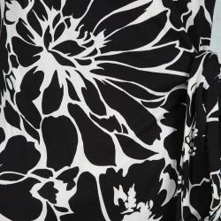 Pre Owned Diane Von Furstenberg Monochrome Cotton Silk Floral Print New Julian Two Wrap Dress M