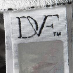 Pre Owned Diane Von Furstenberg Monochrome Cotton Silk Floral Print New Julian Two Wrap Dress M