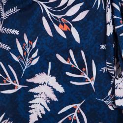 Pre Owned Diane Von Furstenberg Indigo Snake Leaves Print Silk Jersey New Julian Two Wrap Dress L