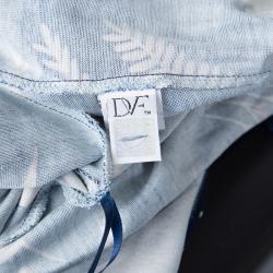 Pre Owned Diane Von Furstenberg Indigo Snake Leaves Print Silk Jersey New Julian Two Wrap Dress L